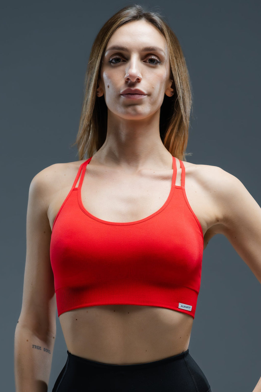 Top Velour Bra Black, Red