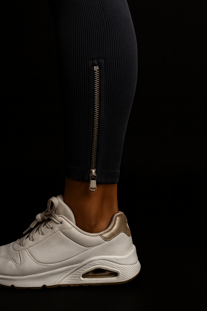 Leggings Zip RibGlow nero